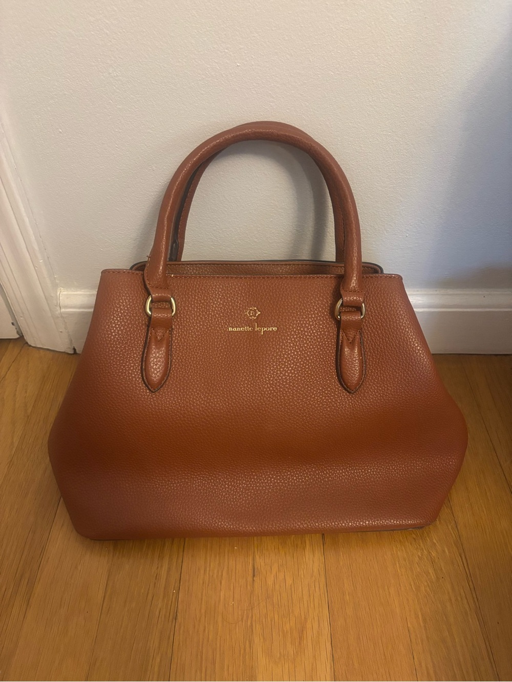 Nanette Lepore Cognac Pebbled Leather Satchel